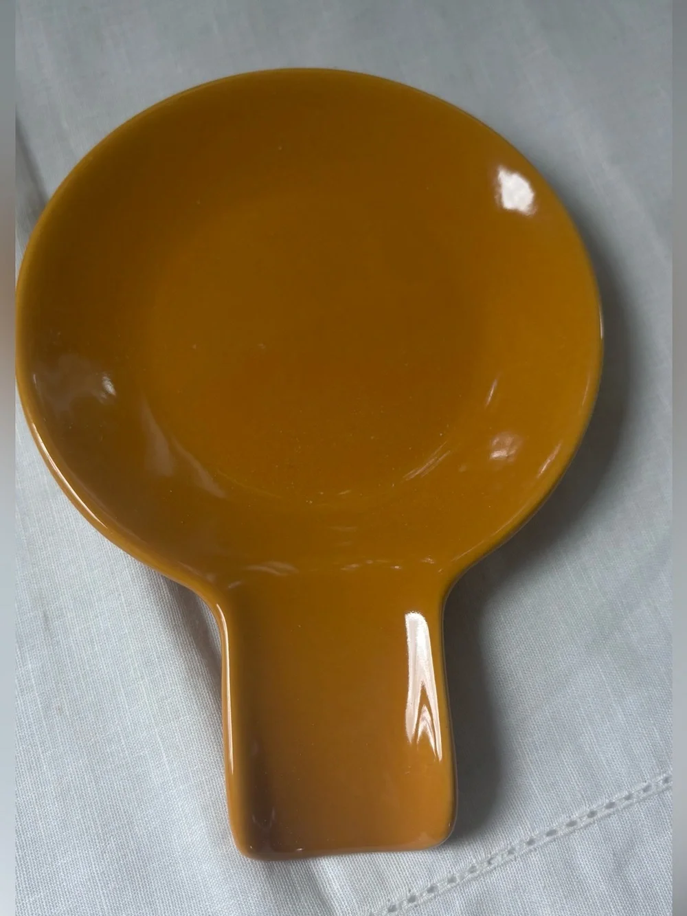 Set of Ceramic Spoon Rests in Polka Dot Mushroom, Mustard & White Fall